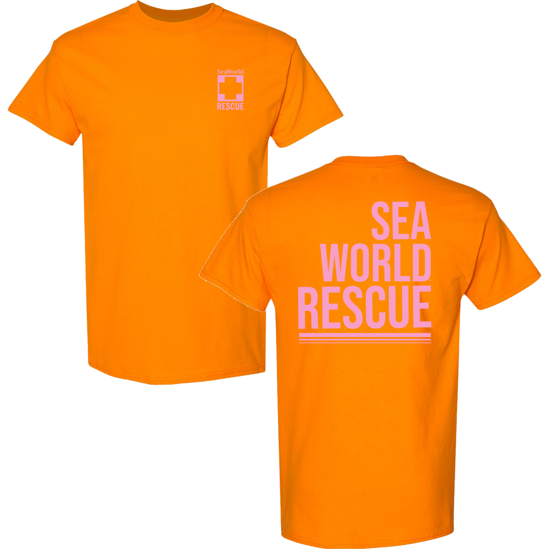 SeaWorld Rescue Orange Adult TeeSeaWorld Rescue Orange/Pink Adult Tee