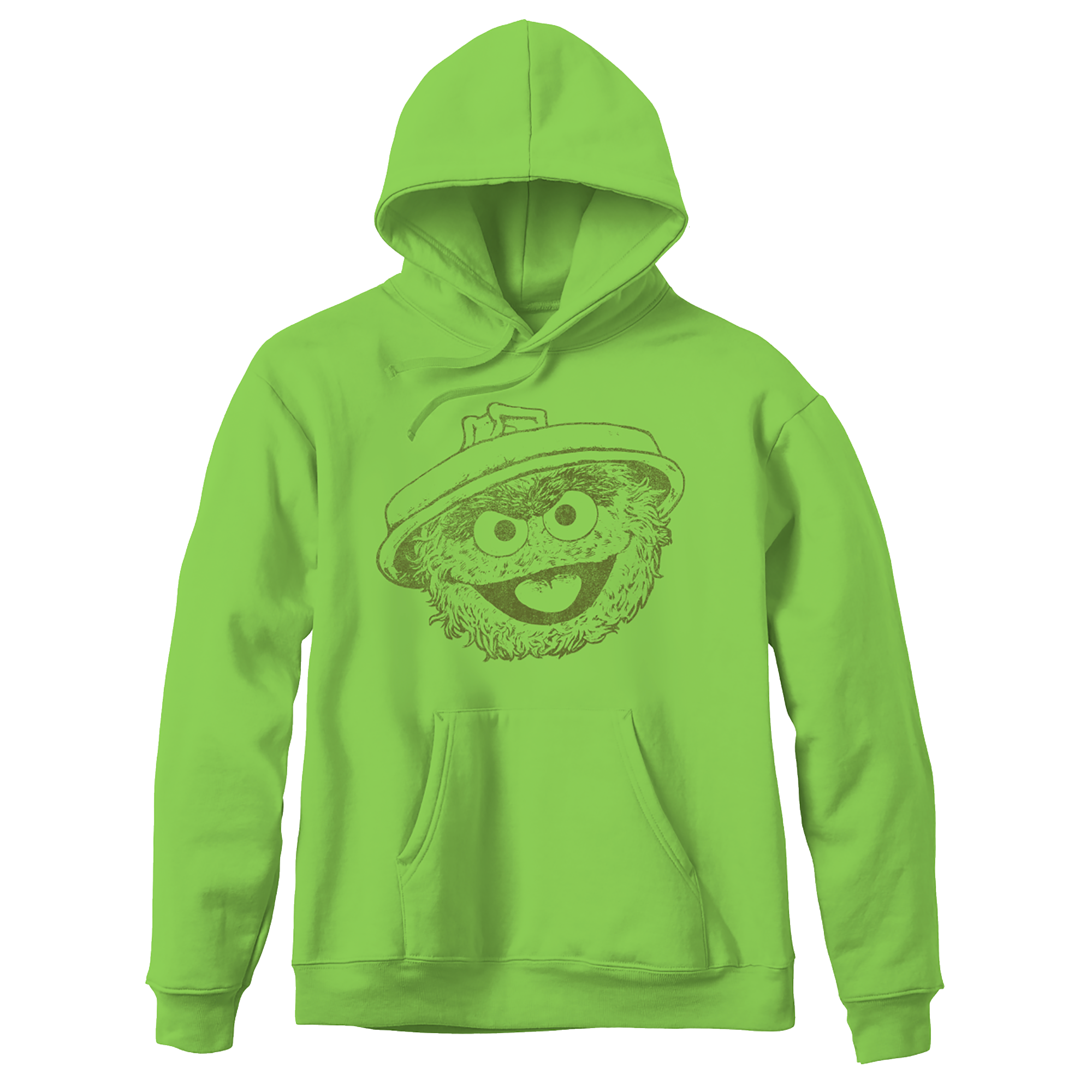 Sesame Street Big Face Oscar Green Adult Pullover Hoodie
