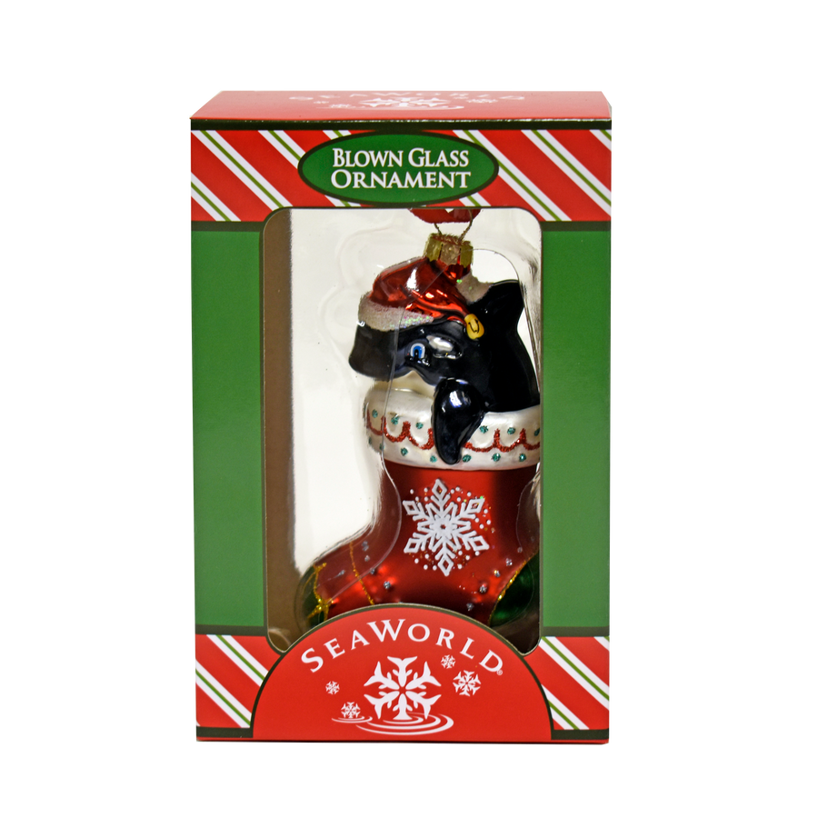SeaWorld Whale Stocking Glass Ornament