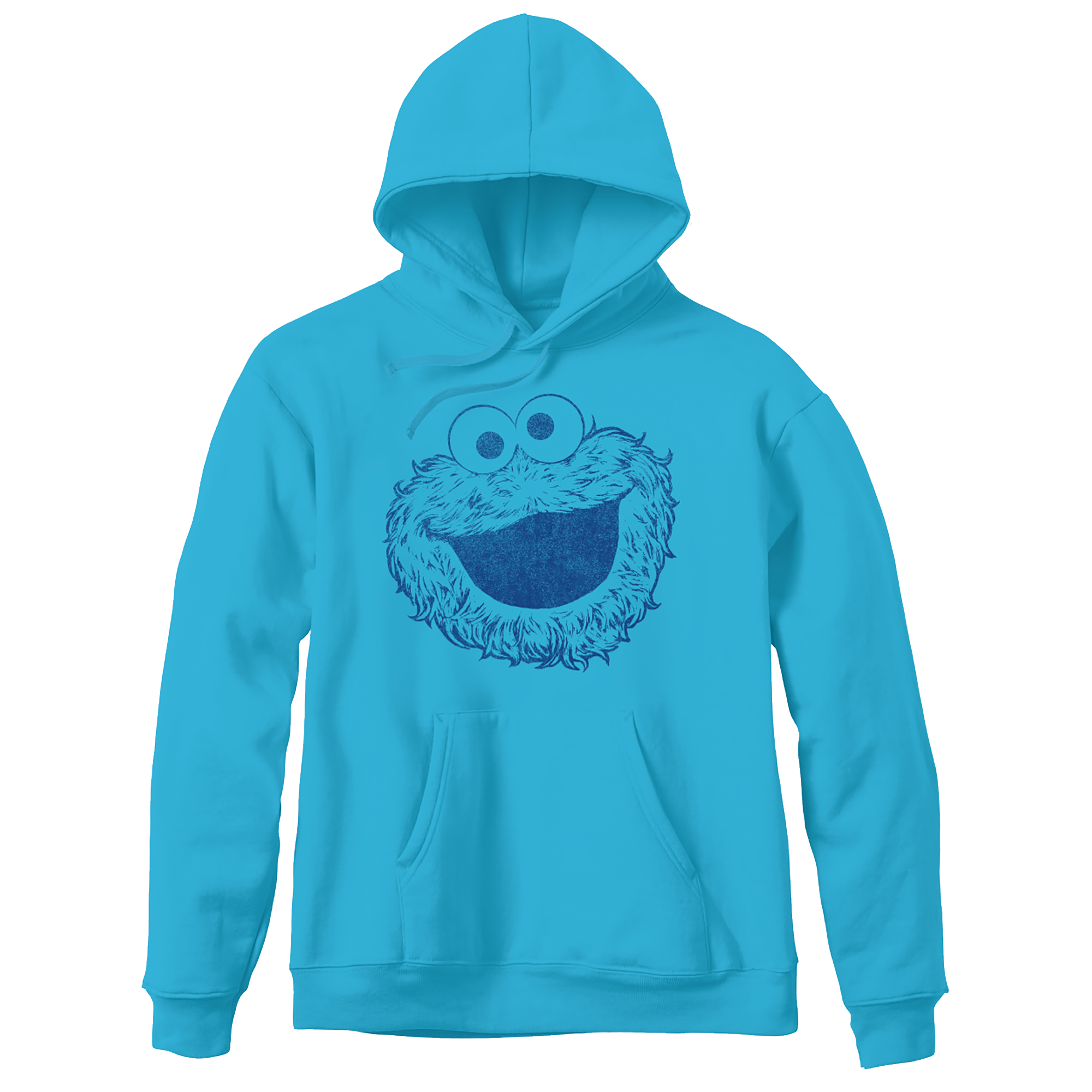 Sesame Street Big Face Cookie Monster Blue Adult Pullover Hoodie