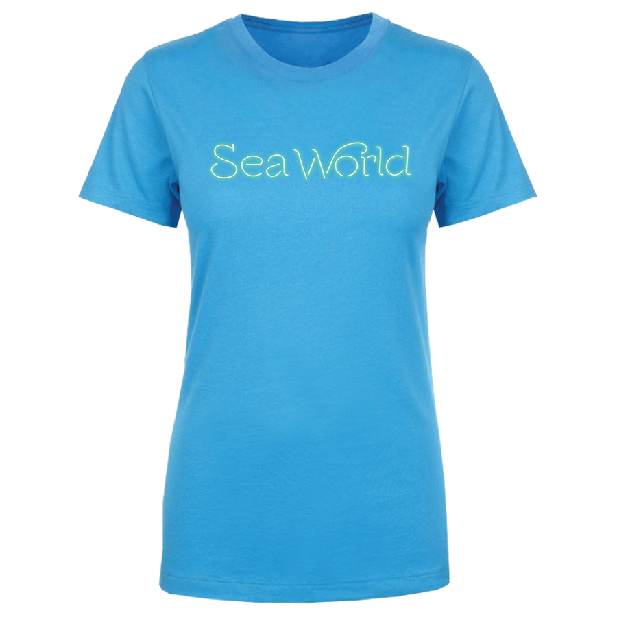 SeaWorld Neon Sign Turquoise Tee Adult back