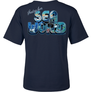 SeaWorld Greetings From San Antonio Blue Toddler Boy Tee back
